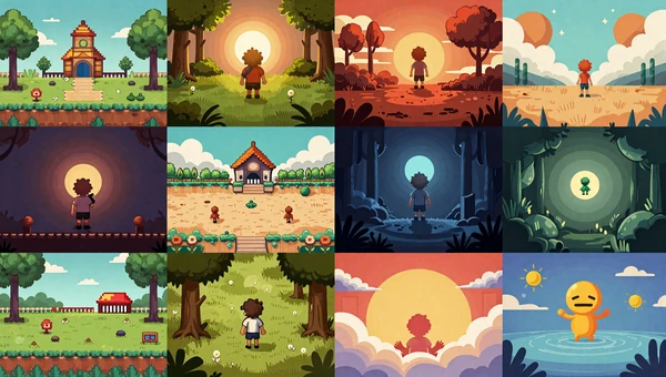 Small Studio Shelf collection: Diverse collage of indie game environments including pixel art and hand-drawn worlds